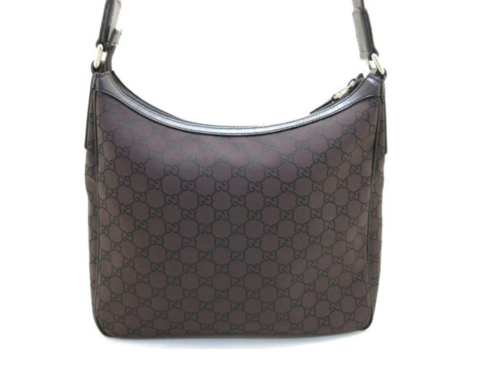 Gucci Hobo Bag Canvas Calfskin Brown